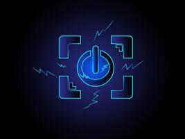 Glowing Neon Power Button Icon with Energy Effect vector