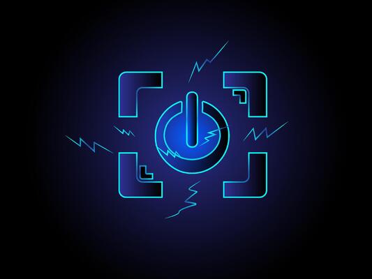 Glowing Neon Power Button Icon with Energy Effect