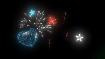 Colorful Fireworks Exploding In The Dark Sky During Celebration Of Holiday Event In The Night. seamless looping animation background video