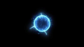 Glowing Blue Energy Sphere with Electrical Arcs Floating in Dark Space Creates Powerful Visual Effect for Science and Technology Concepts video