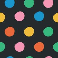 Seamless pattern with colorful circles on black background. vector