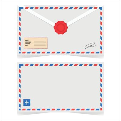 Vintage Airmail Envelope with Wax Seal and Address Fields