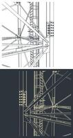 Self-supporting tower support close up vector