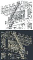 Metal structures offshore platform sketches vector