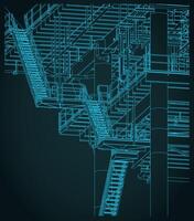 Metal structures offshore platform isometric blueprint close-up vector