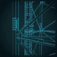 Self-supporting tower support close-up isometric blueprint vector
