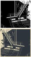 Metal structures of the offshore platform close up vector
