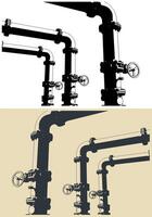 Valves and pipes close up illustrations vector