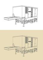 Diesel generator trailer sketches vector