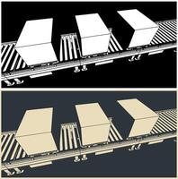 Conveyor line with boxes on pallets vector