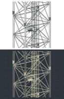 Self-supporting tower close up isometric drawings vector