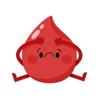 Sad character drop of blood sits and holds his head vector