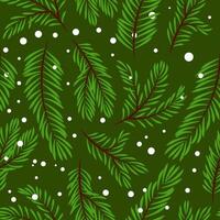 Green foliage pattern with snowflakes vector