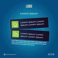 Social media post design template, boxes with blue gradient background vector