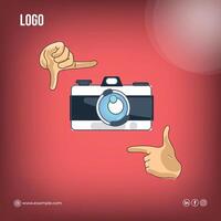 Photography social media banner design template art with red gradient background vector