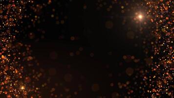 Abstract golden particles animation concept for birthday and holiday celebration. Dust particles background with 4k bokeh effect with light particles on dark background. Animated frames video