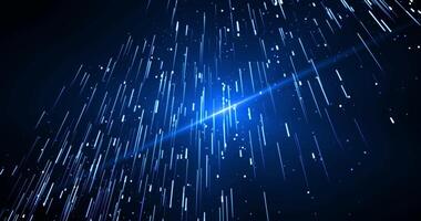 Futuristic flow of data or bright glowing blue lines going up, rain of particles. neon lines or light stripes. video