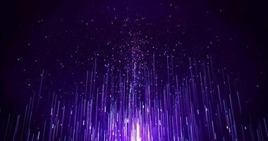 Abstract colorful digital background with glowing neon particles flying upwards. motion of flow of glowing bright particle lines. visualization of connection. Seamless loop abstract background video