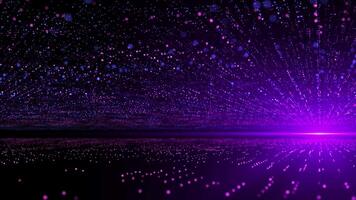 Abstract purple futuristic cyber world scene with particles, sci-fi grid, technology glowing surface, neon night scene, digital science background 4K animation, seamless loop, virtual reality concept video