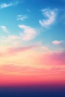 Colorful pastel sunset sky with fluffy clouds creating a stunning gradient effect photo