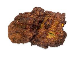 A juicy and fresh beef chappal kebab isolaed on the white abckground photo