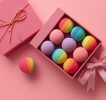Pink Gift Box With Bath Bombs photo