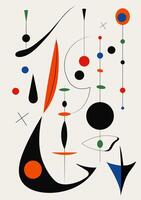 Surreal art in Joan Miro style.Painting with Geometric Shapes. vector