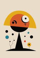 Character in the style of Joan Miro Abstract Painting with Geometric Shapes. vector
