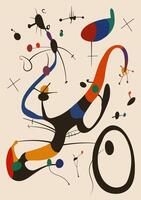 Surreal art Joan Miro style. Abstract Painting with Geometric Shapes. vector