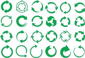 a set of green circular arrows on a white background vector