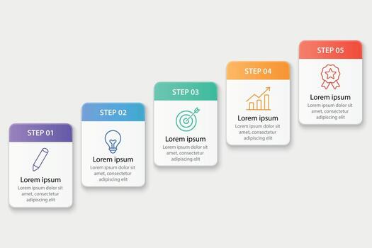 Gradient step layout with icons and modern flat design vector