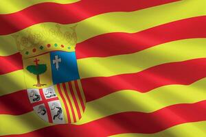 Aragon flag waving in the wind. autonomous community of Spain vector