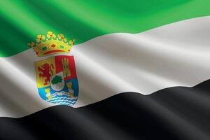 Extremadura flag waving in the wind. autonomous community of Spain vector