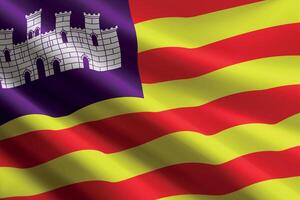 Balearic Islands flag waving in the wind. autonomous community of Spain vector