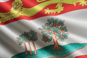 Prince Edward Island flag waving in the wind. State of Canada vector