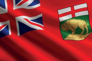 Manitoba flag waving in the wind. State of Canada vector