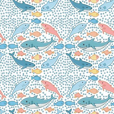 A pattern with a whale and fish on it