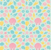 Seashells and shells pattern on a light blue background vector