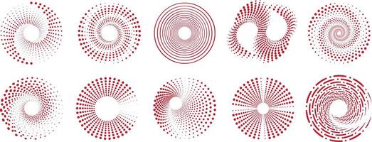 A set of red circles with different shapes vector