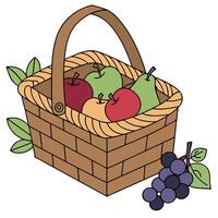 A basket full of fruit and grapes vector