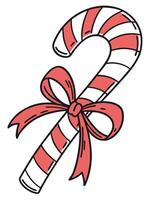 A candy cane with a bow on it vector