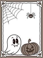 Halloween frame with ghost and pumpkin vector