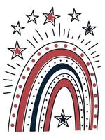 A rainbow with stars and stripes on it vector