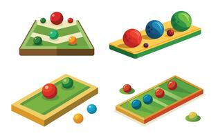 Four different colored balls are on a table vector