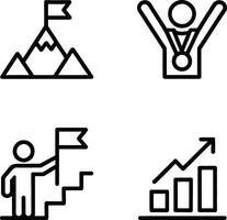 Simple Black Line Icons Representing Success, Achievement, and Growth vector