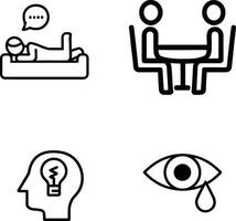 Simple Line Icons Representing Therapy, Discussion, and Emotional Wellbeing vector