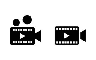 Film Reel and Camera Icon with Play Button Movie Production vector