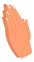 Two hands joined together in a praying gesture, symbolizing hope, spirituality, and religious devotion, creating a serene and contemplative atmosphere vector