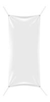 Vertical banner hanging by ropes against a white background, offering extensive copy space for advertisements or promotional messages. Ideal for marketing, branding, or event signage vector