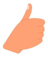 Approving hand gesture featuring a thumbs up sign conveys agreement, positive feedback, and support against a clean white background, symbolizing success and satisfaction vector